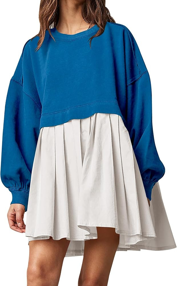 Ugerlov Womens Oversized Sweatshirt Dress Long Sleeve Crewneck Pullover Tops Relaxed Fit Sweatshi... | Amazon (US)