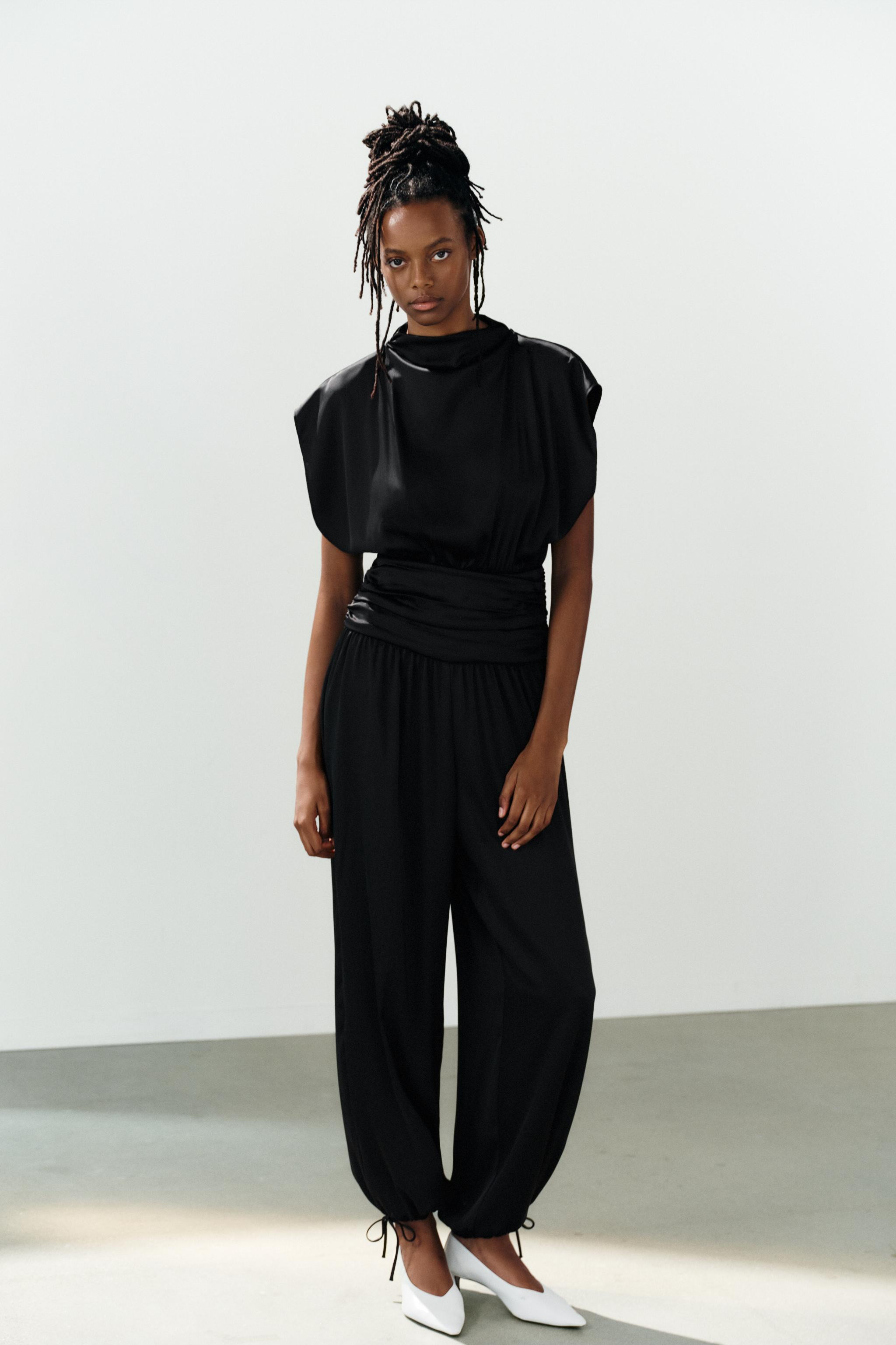 SATIN JUMPSUIT WITH SASH | Zara UK