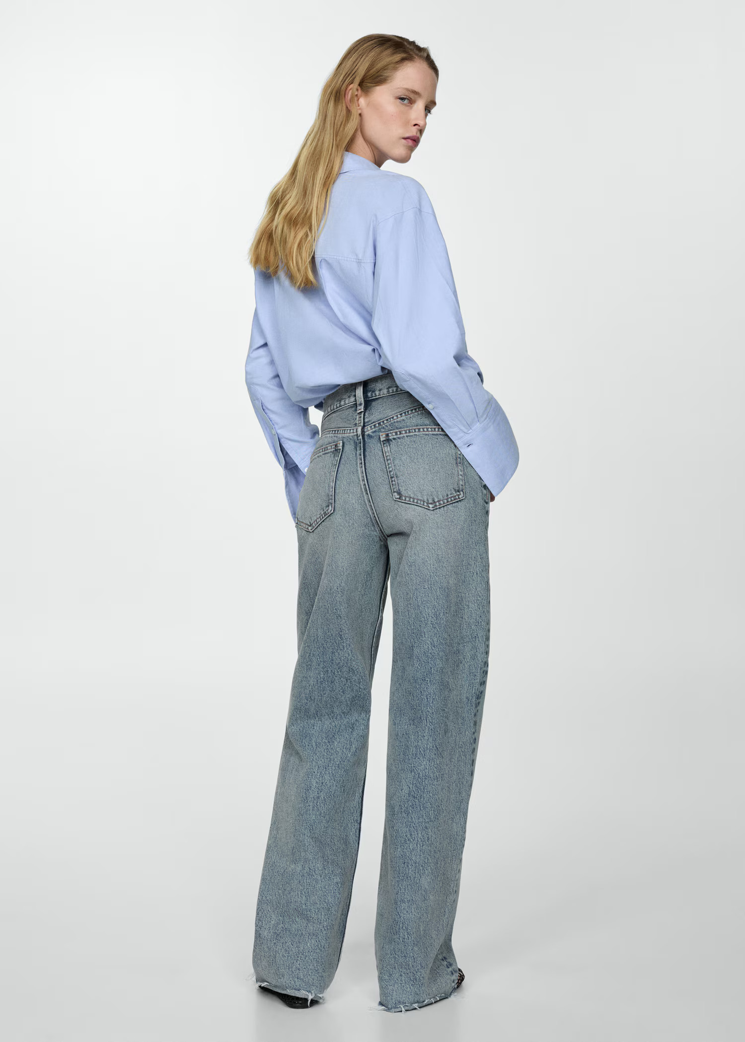 High-waist wideleg jeans | MANGO (UK)