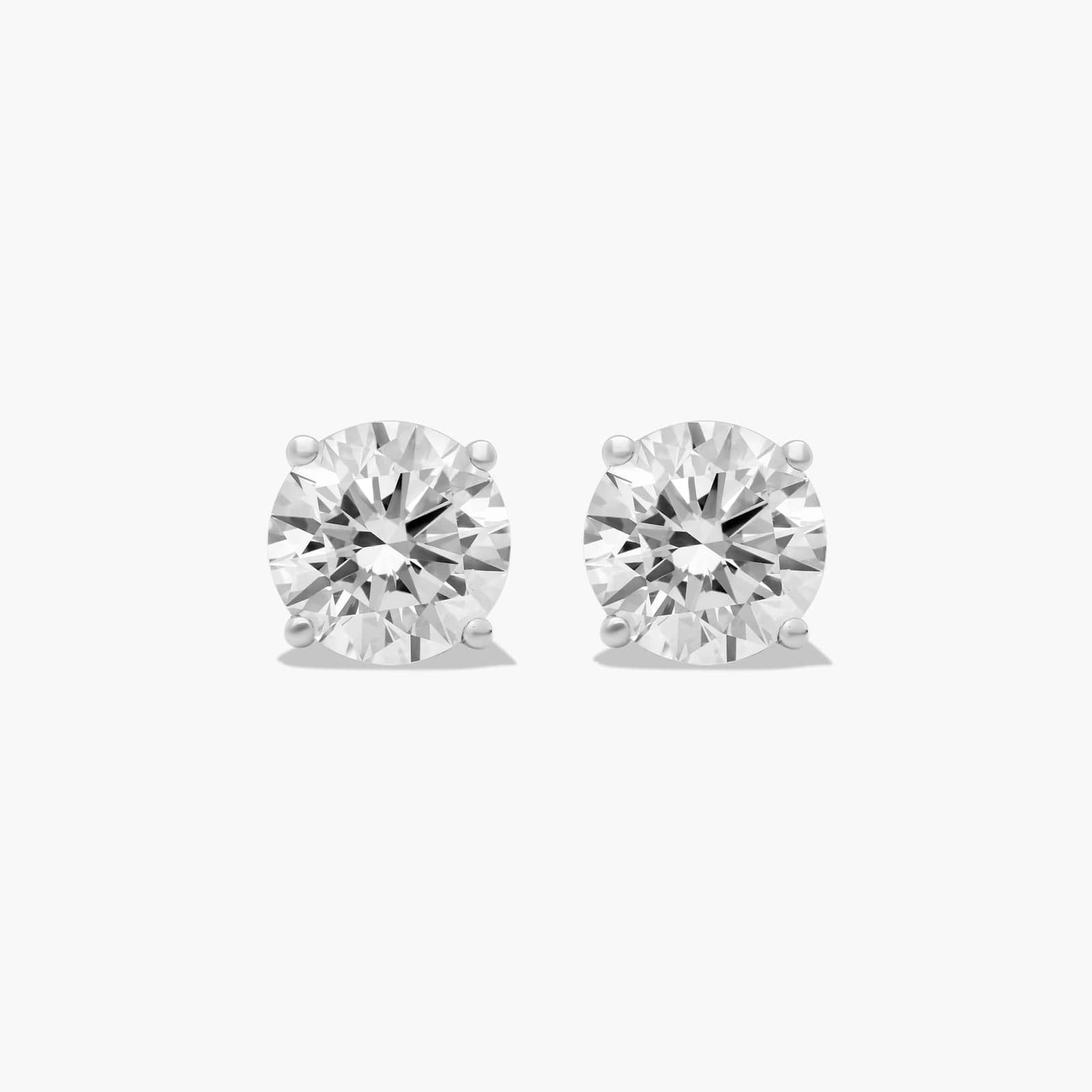 14K White Gold Four Prong Round Brilliant Lab-Grown Diamond Stud Earrings (3.00 CTW - F-G / VS2-S... | JamesAllen