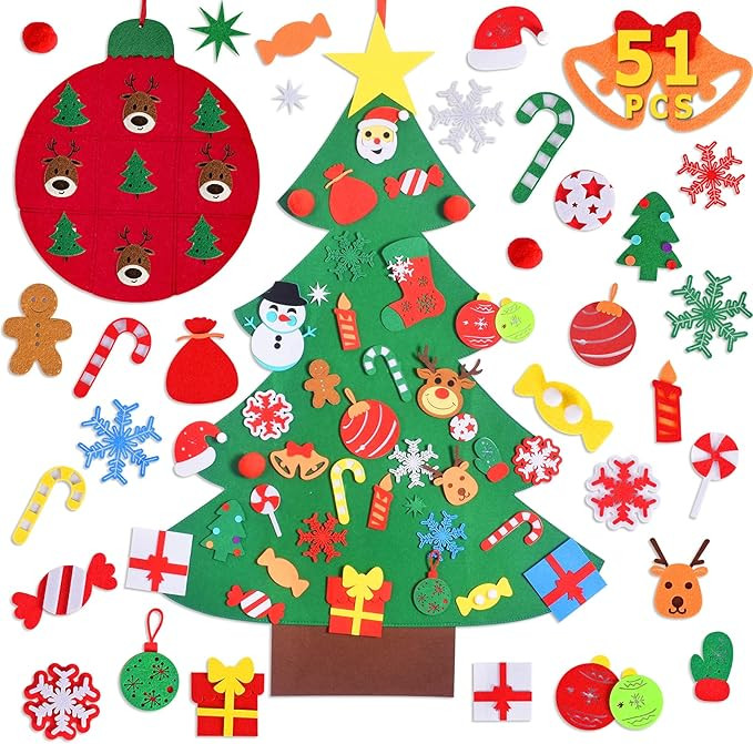 Max Fun DIY Felt Christmas Tree Set Plus Tic-Tac-Toe Games for Kids Toddlers Wall Hanging Decorat... | Amazon (US)