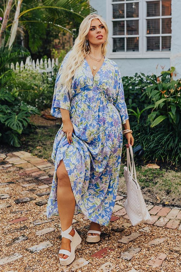Blossom Breeze Floral Maxi In Periwinkle Curves | Impressions Online Boutique
