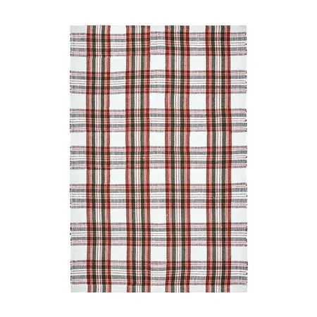 My Texas House Red/White Tartan Plaid Indoor/Outdoor Layering Rug, 38" x 58" | Walmart (US)