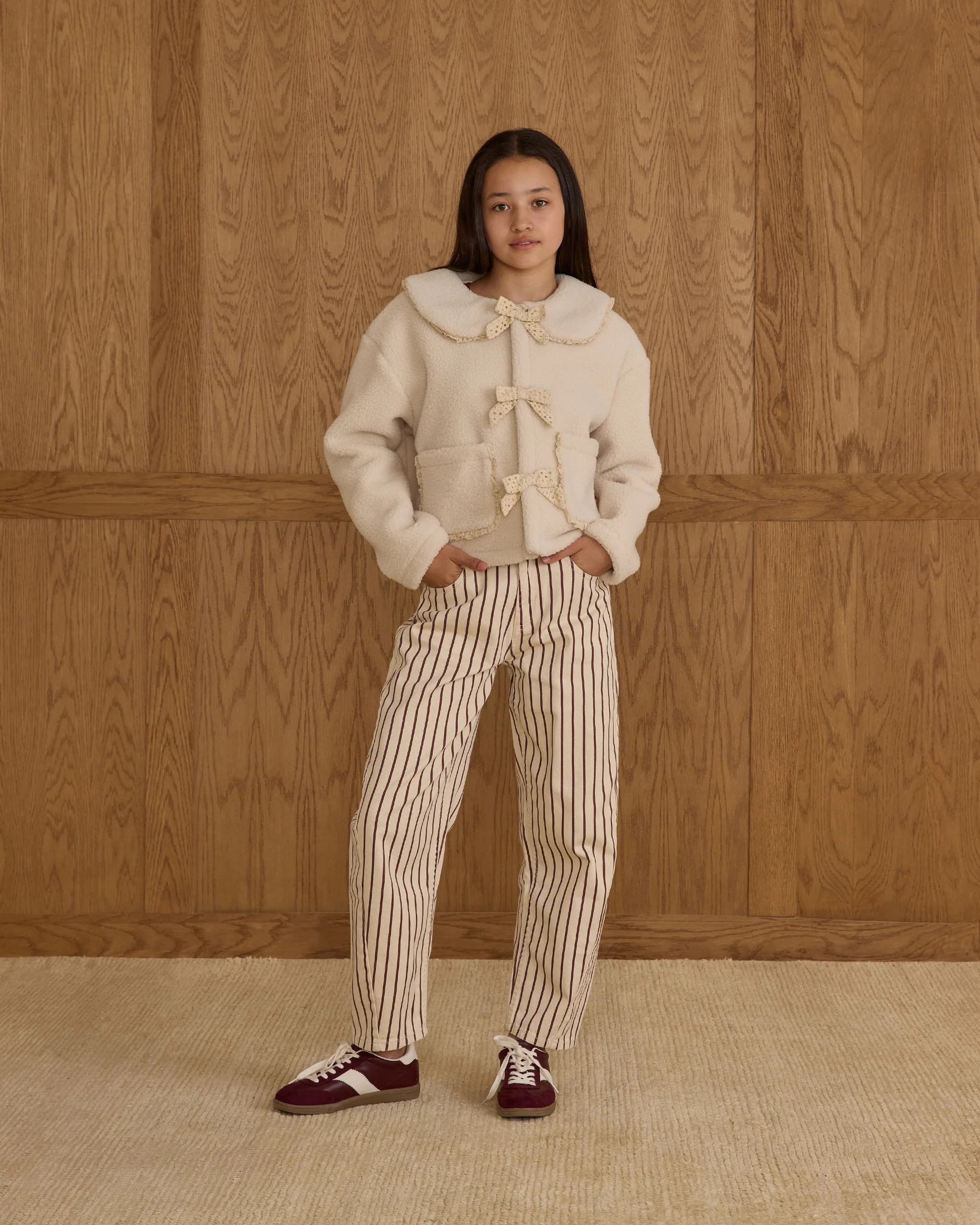 Shearling Collared Coat || Natural | Rylee + Cru