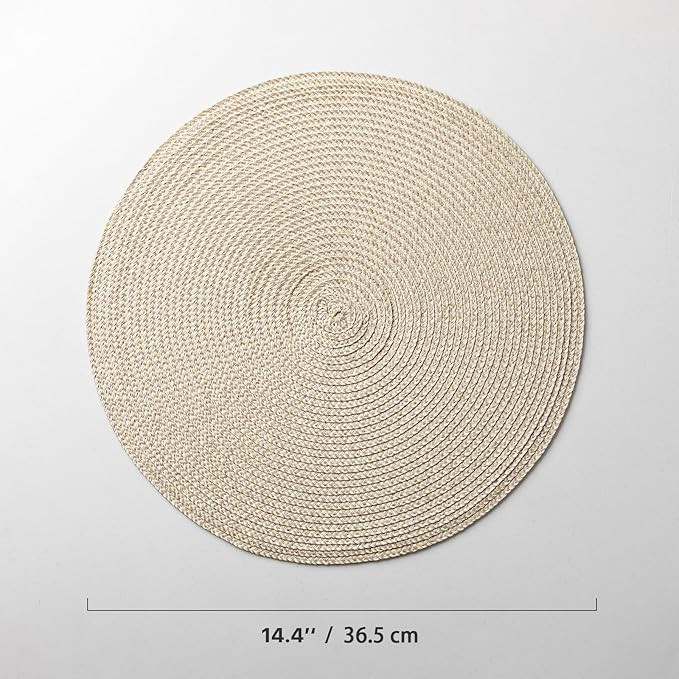 Round Placemats Set of 4 Plastic Woven Placemats Washable Wipeable Table Mats for Dining Table He... | Amazon (US)