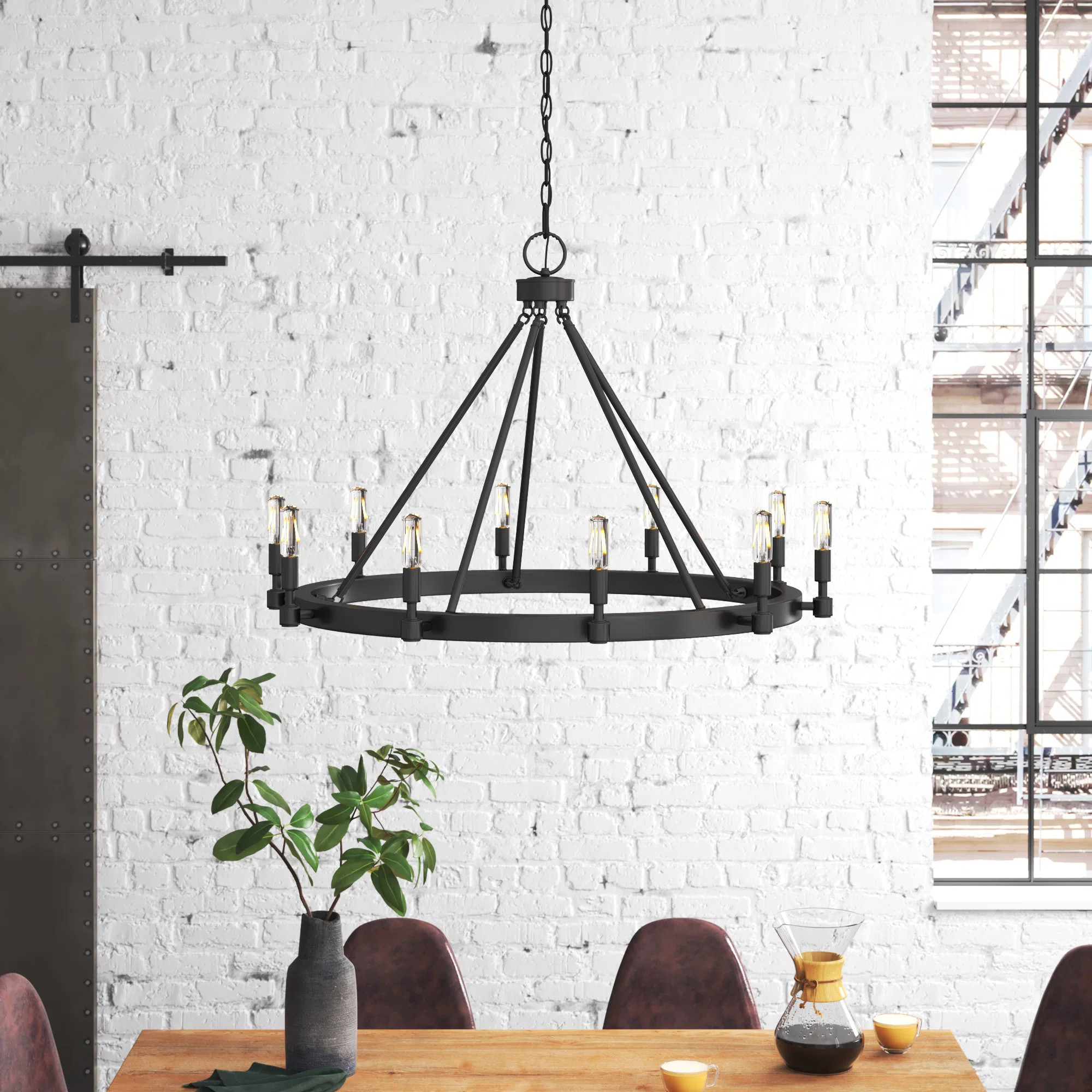 Calvin 10 - Light Dimmable Wagon Wheel Chandelier | Wayfair North America