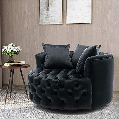 Pannow Swivel Barrel Chair, Modern Akili Swivel Accent Chair, Velvet Round Barrel Chair for Home Liv | Amazon (US)