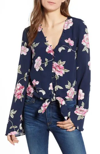 Women's Cupcakes And Cashmere Jerome Floral Bell Sleeve Top | Nordstrom