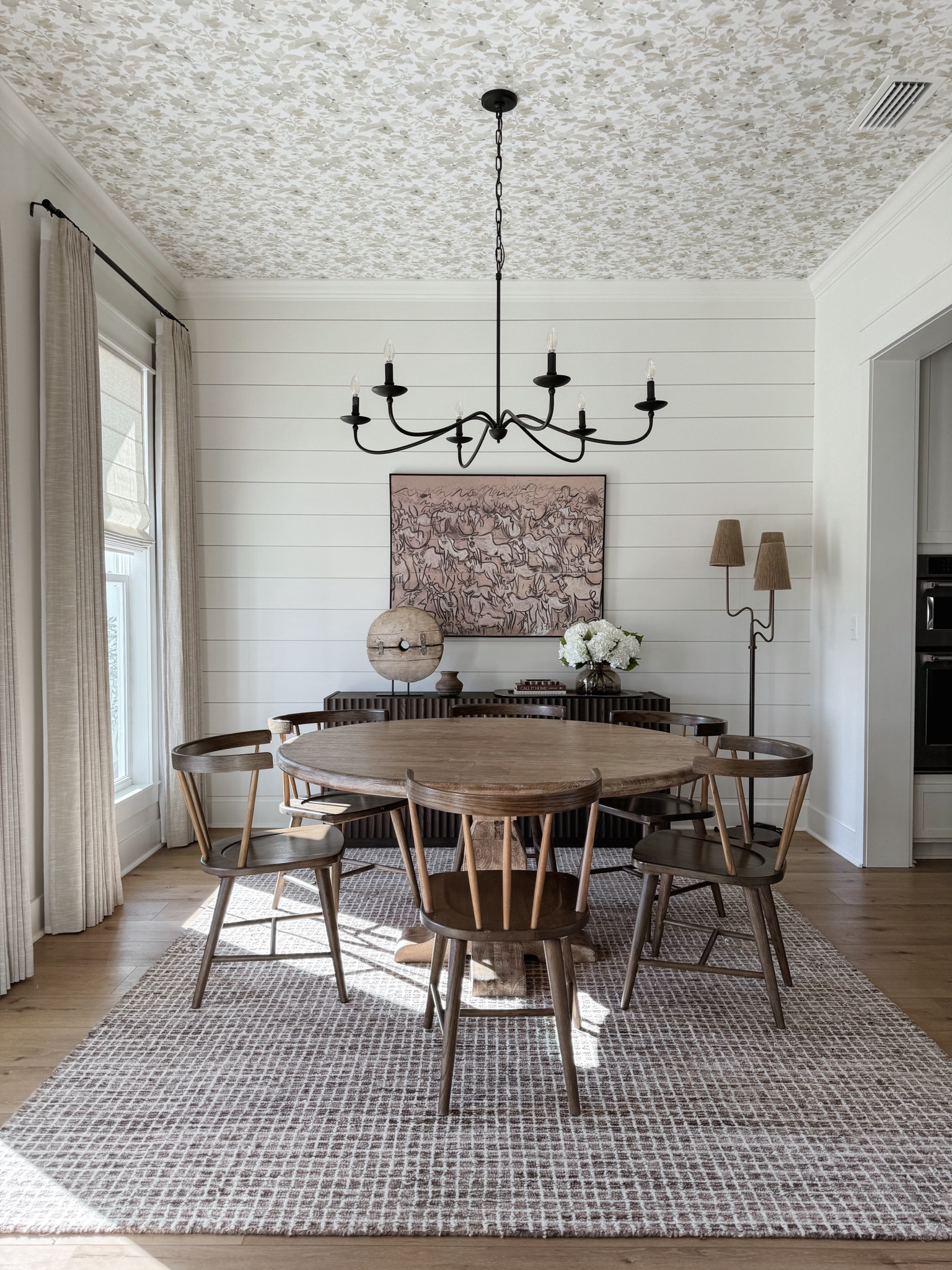 Dining Room — my rug is currently on sale and I’m just so happy with how this space has evolved! 

Drapes | curtains | dining room table | rug | chandelier | florals | hydrangeas | wallpaper 

#LTKsalealert #LTKhome #LTKSeasonal