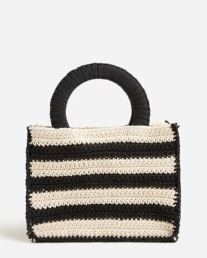 Hand-crocheted rectangle bag in stripe | J. Crew US