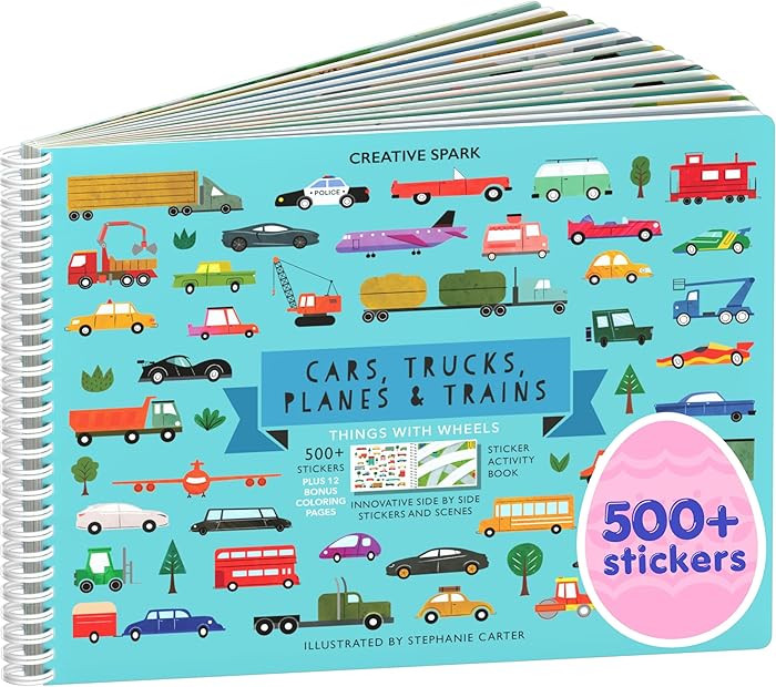 Cars, Trucks, Planes & Trains 500+ Kids Sticker Book by Cupkin Fun Toddler Travel Activity Colori... | Amazon (US)