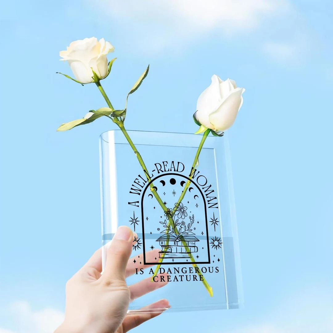 A Well Read Woman Bookish Acrylic Book Vase, Reader Bookshelf Decor Gift for Book Lovers, Book Lo... | Etsy (US)