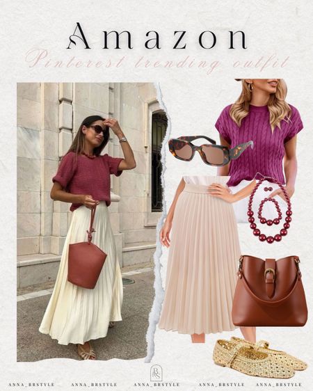 Spring outfit, summer outfit, pleated skirt, gold metallic flats

#LTKFindsUnder100