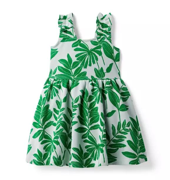 Palm Leaf Jacquard Ruffle Strap Dress | Janie and Jack