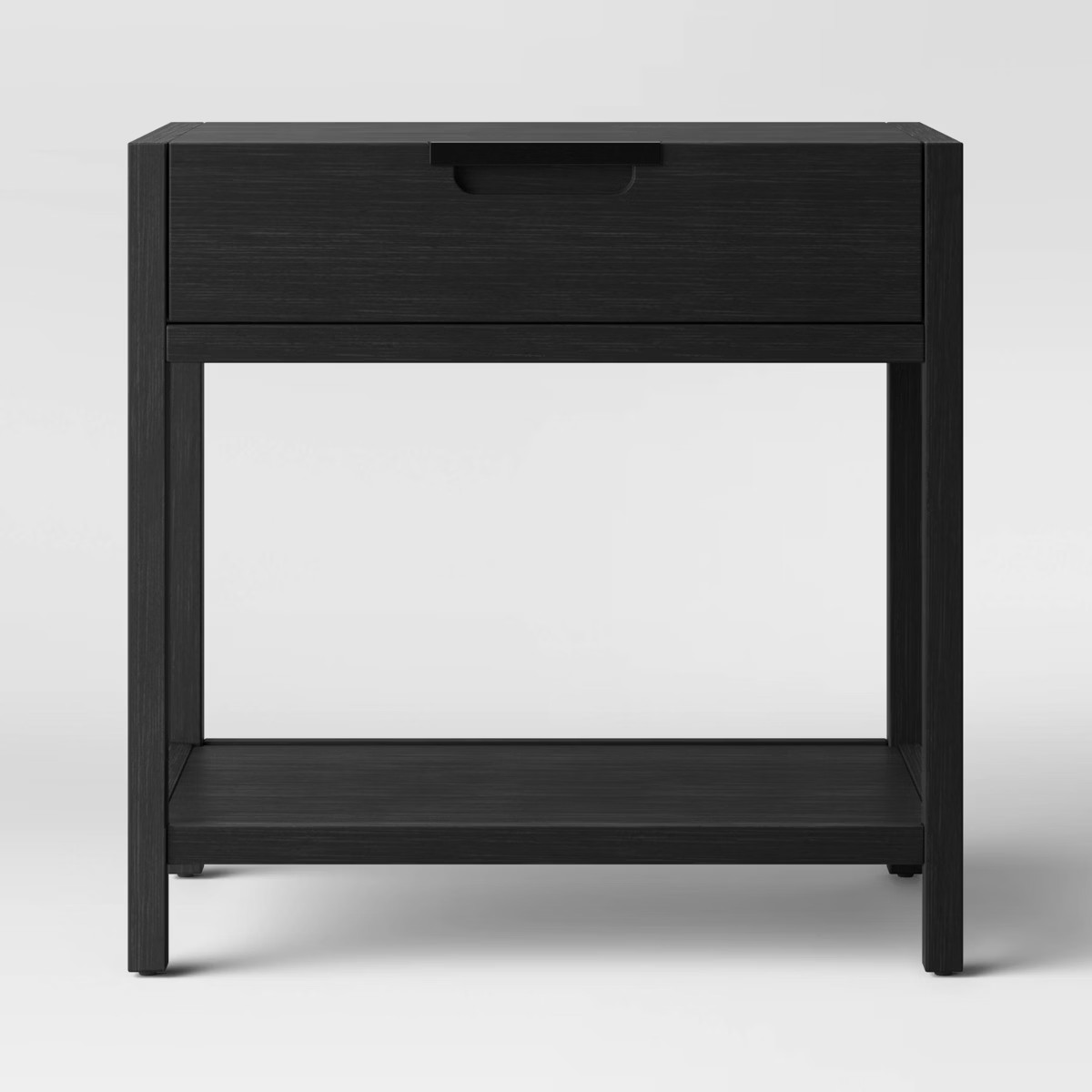 Porto Nightstand with Drawer Black - Threshold™: Modern Bedside Table, Wood Veneer, Metal Hardw... | Target