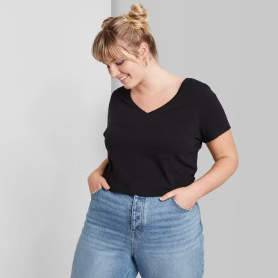 Women's Short Sleeve V-Neck Cropped T-Shirt - Wild Fable™ | Target