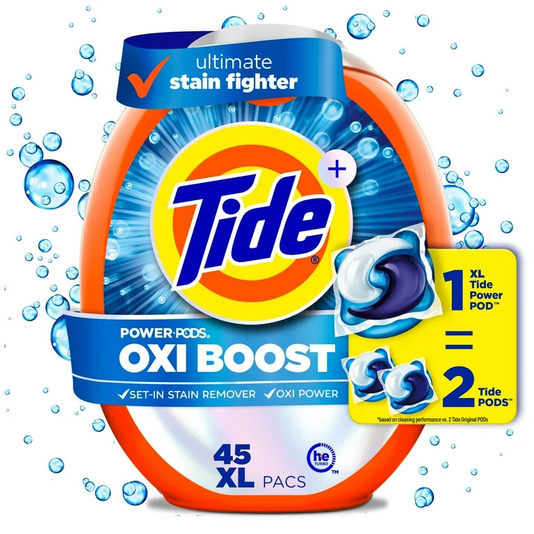 Tide PODS Laundry Detergent Pacs, Oxi Boost Power PODS with Stain Remover and Oxi Power, 45 count | Walmart (US)
