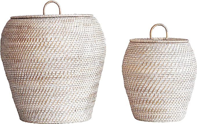 Bloomingville AH0324 Rattan Baskets, White | Amazon (US)