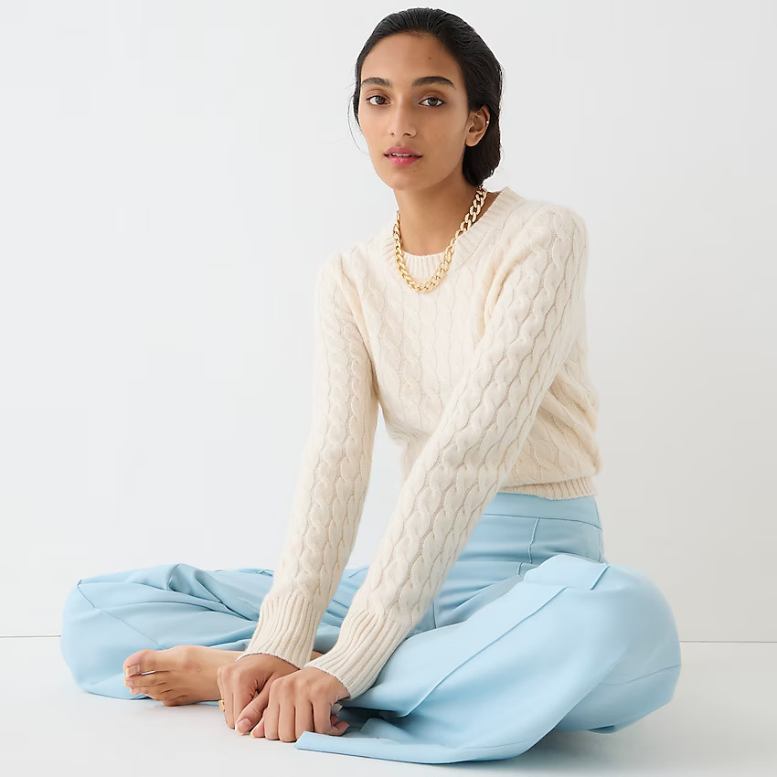 Cashmere cable-knit crewneck sweater | J. Crew US