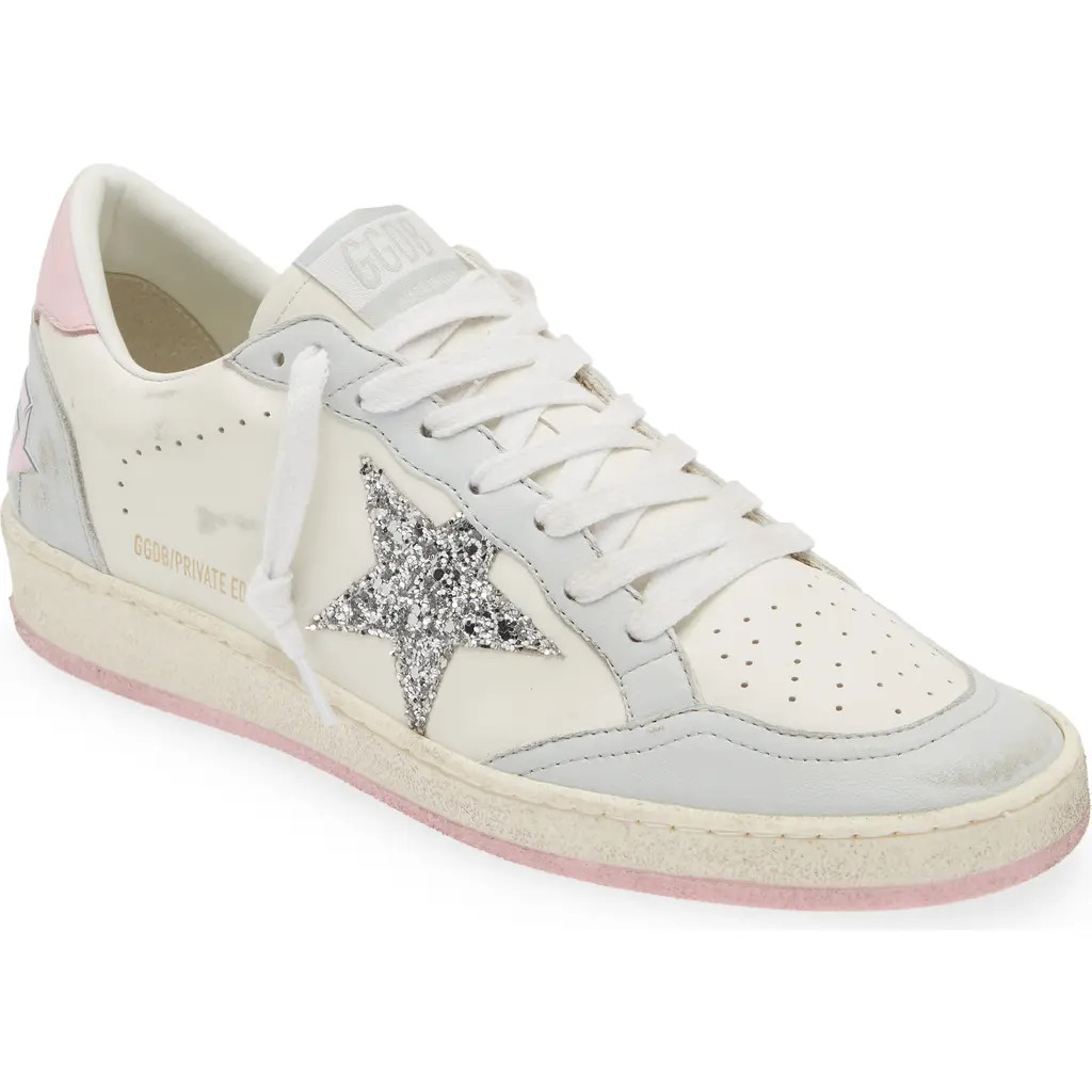 Golden Goose Ball Star Low Top Sneaker in White/Silver/Pink at Nordstrom, Size 7Us | Nordstrom