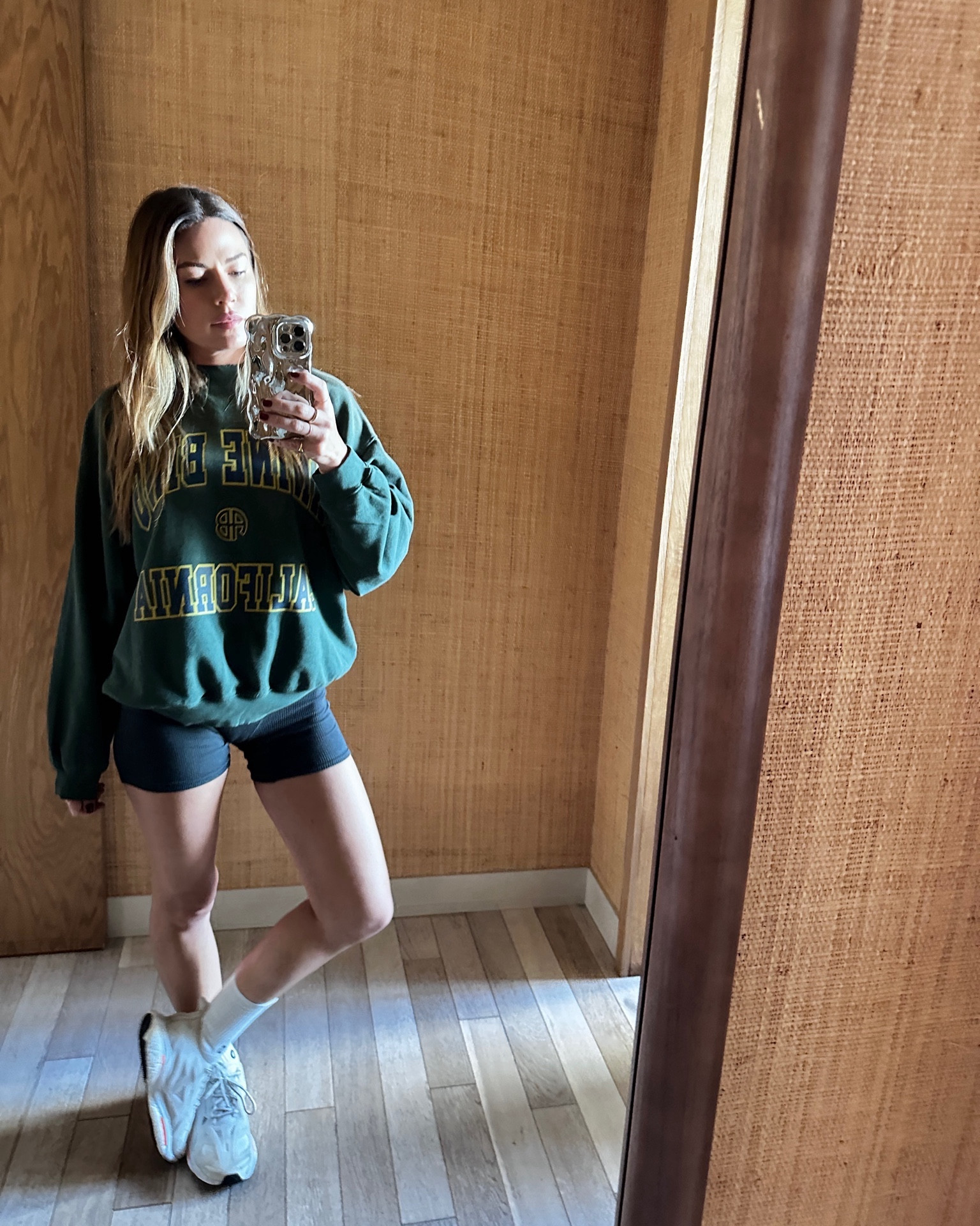 Casual brunch outfit. I’m wearing a small sweatshirt and small boxers. 

Anine Bing | sweatshirt | boxer shorts outfit | Skims | outfit inspo 

#LTKHoliday #LTKsalealert #LTKstyletip