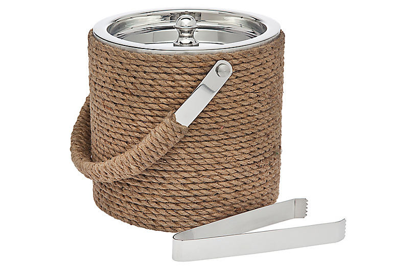 Rope Ice Bucket, Silver/Tan | One Kings Lane