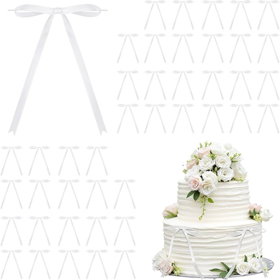 50 Pcs 5x7 Inch Satin Bows with Twist Tie – Premade Tied Ribbon Bows for Gift Wrapping, Cake Tr... | Amazon (US)