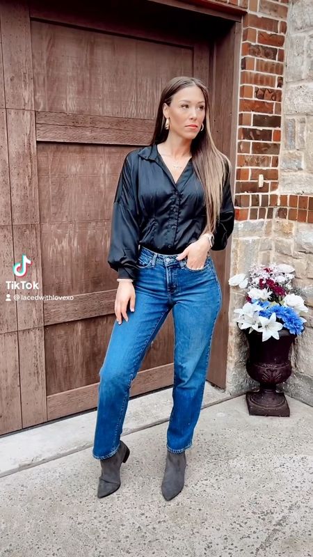 Loving this simple look 🖤✨

Wearing a size medium in the bodysuit, size 2 in jeans, & size 10 in boots. Jeans run a little big! Go down 1 size 🫶🏽

#LTKfit #LTKstyletip #LTKunder50