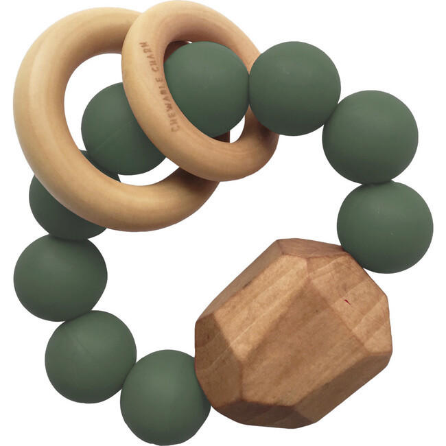 Hayes Silicone + Wood Teether, Kale | Maisonette
