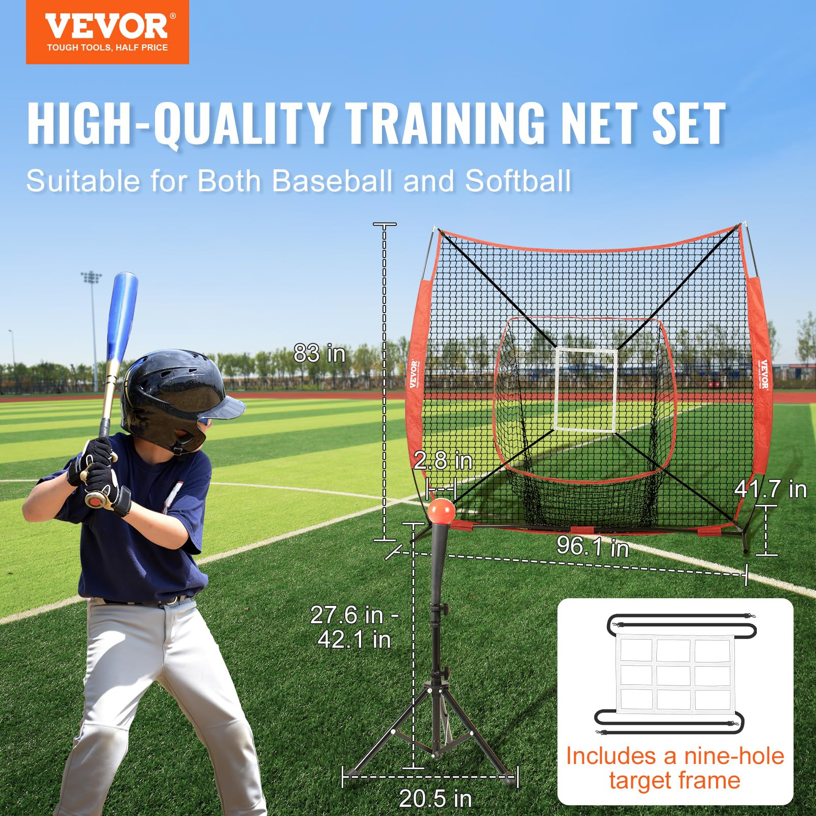 VEVOR Softball Practice Net, Portable Baseball Training Net for Hitting, Batting, Catching, Pitch... | Amazon (US)