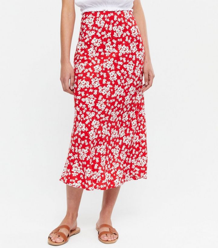 Red Ditsy Floral Midi Skirt 
						
						Add to Saved Items
						Remove from Saved Items | New Look (UK)