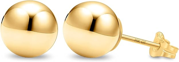Kezef 14K Gold Filled Ball Stud Earrings for Women - Thick 14K Gold Layer, Hypoallergenic for Sen... | Amazon (US)