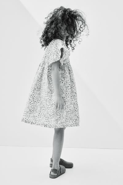 Flutter-sleeved Dress - White/floral - Kids | H&M US | H&M (US + CA)