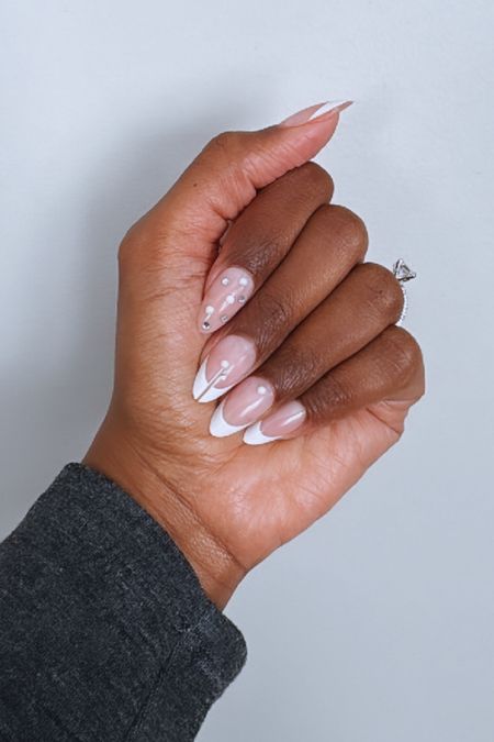 Neutral press on nails pearl design press on nails 

#LTKSeasonal #LTKbeauty