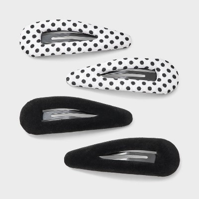 Polka Dot & Solid Snap Hair Clip Set 4pc - Wild Fable™ Black/White | Target