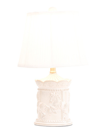 18in Reactive Glaze Carousel Table Lamp With Pleated Shade | TJ Maxx