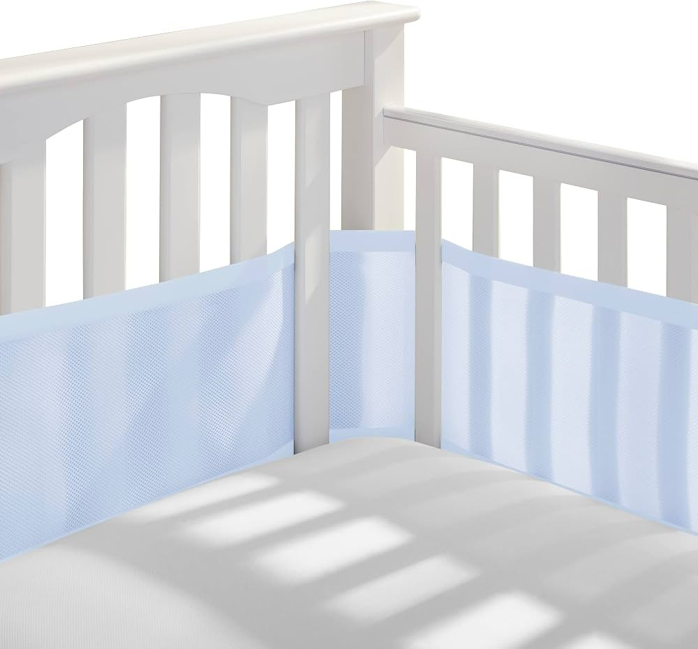 BreathableBaby Breathable Mesh Liner for Full-Size Cribs, Classic 3mm Mesh, Light Blue (Size 4FS ... | Amazon (US)