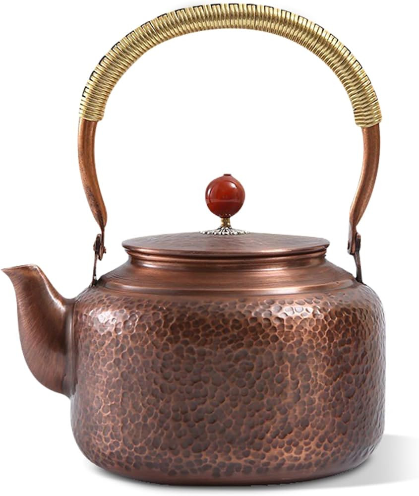 Copper Teapot, Tea Kettle for Stove Top, Handmade Solid Whistling Kettle with Handle 1.4L Large C... | Amazon (US)