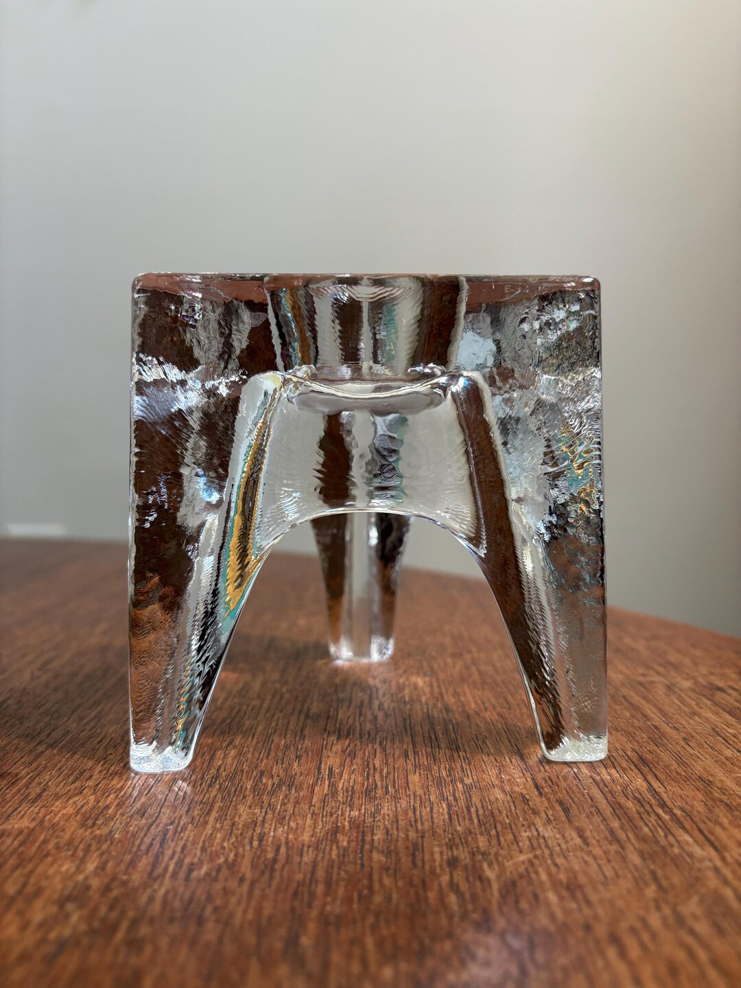 Icy Scandinavian Style Art Glass Candle Holder Tripod Shape Tea Light Atomic Shape SWE - Etsy | Etsy (US)