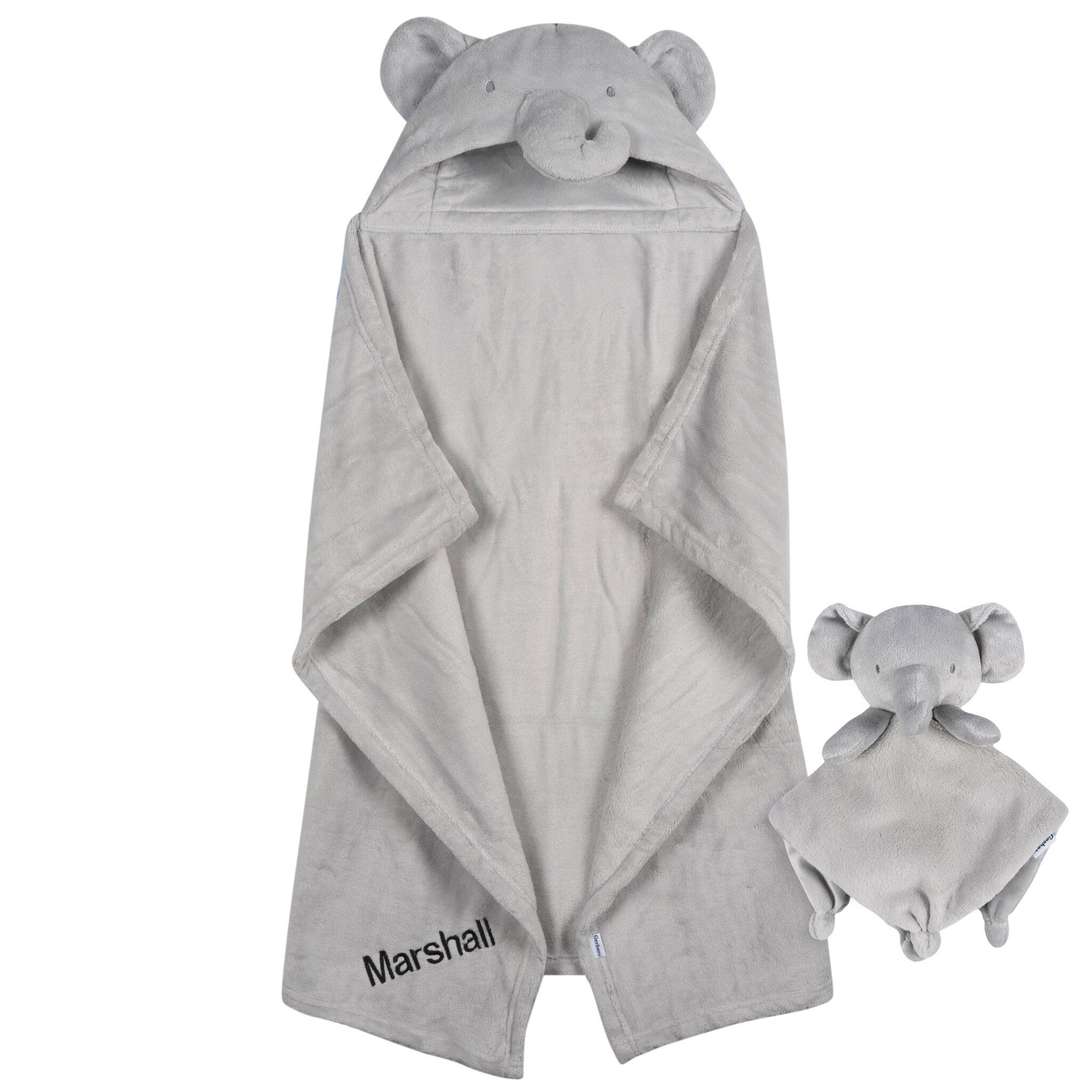 Embroidered 2-Piece Elephant Hooded Wearable Blanket & Security Blanket Set | Gerber Childrenswear