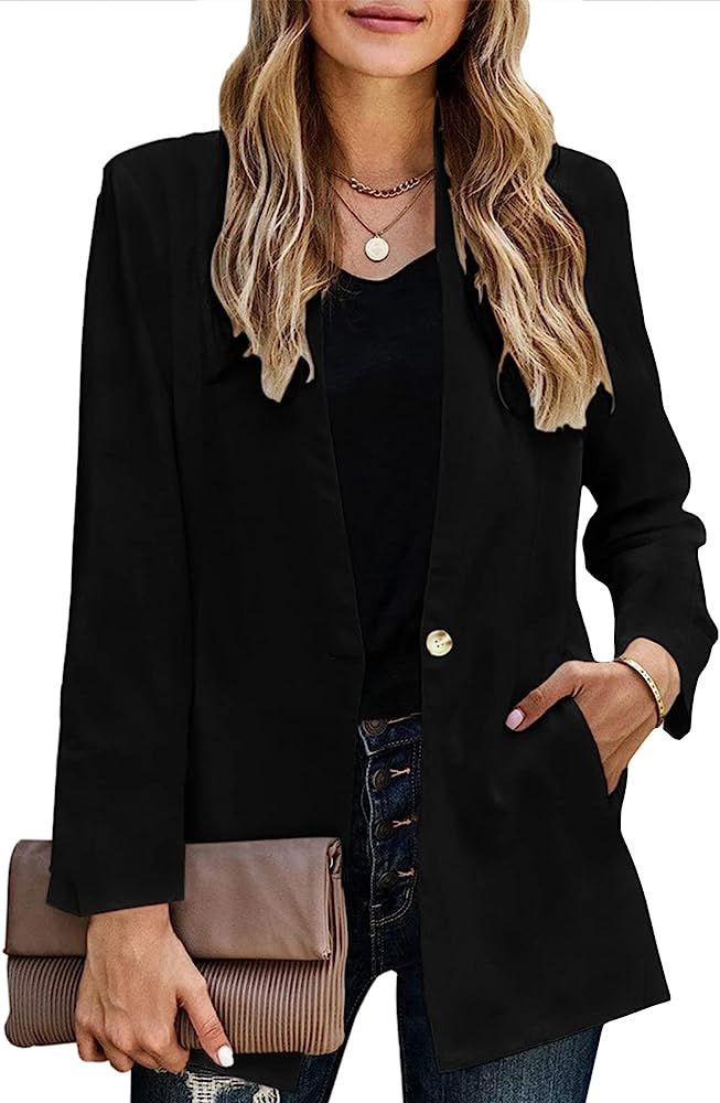 Ybenlow Blazer Jackets for Women Open Front Long Sleeve Work Office Blazers with Pockets S-XL | Amazon (US)