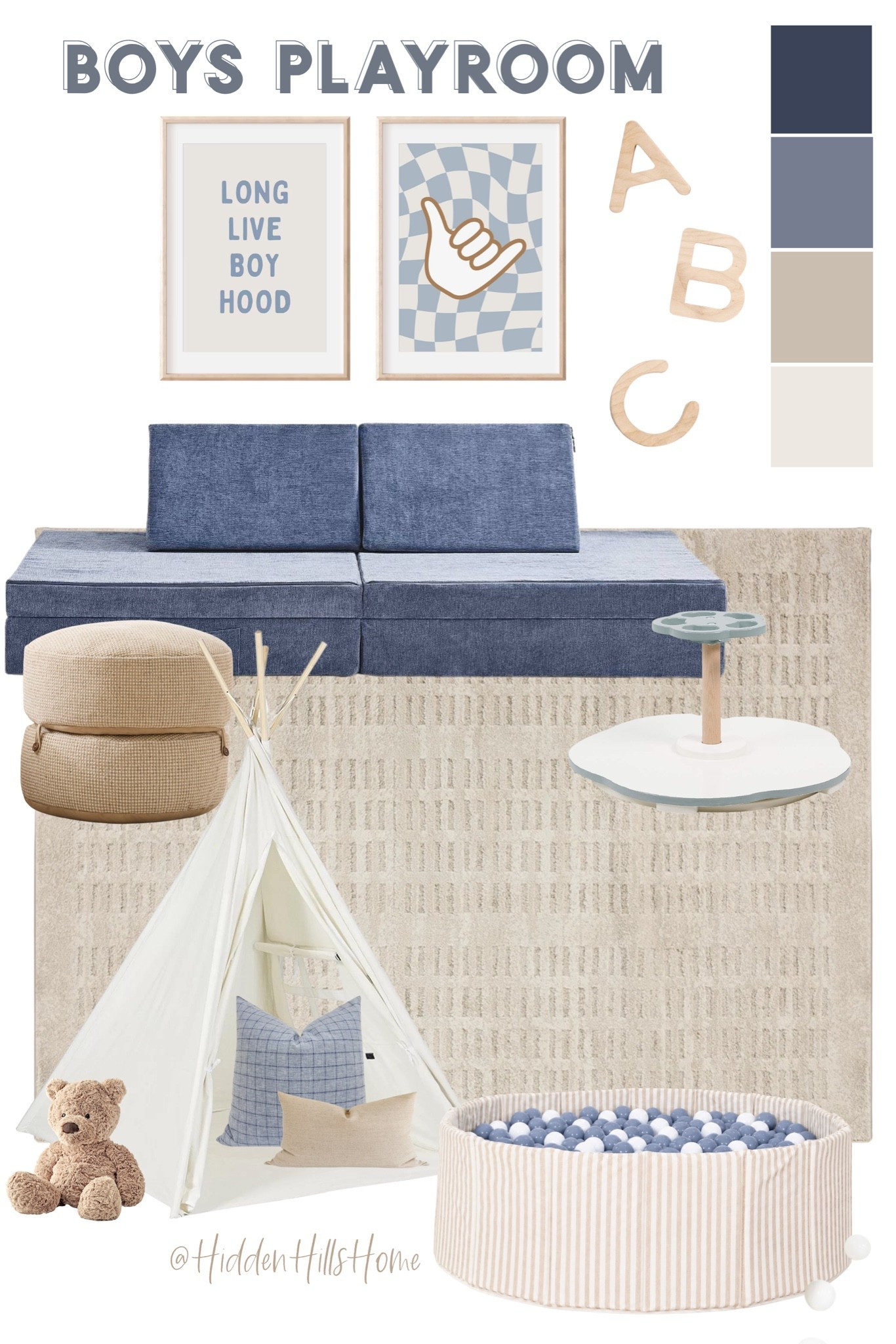 Boys playroom decor ideas, playroom mood board, home decor, playroom inspiration, kids play room design, home design, nugget couch, tent

#LTKHome #LTKSaleAlert #LTKKids