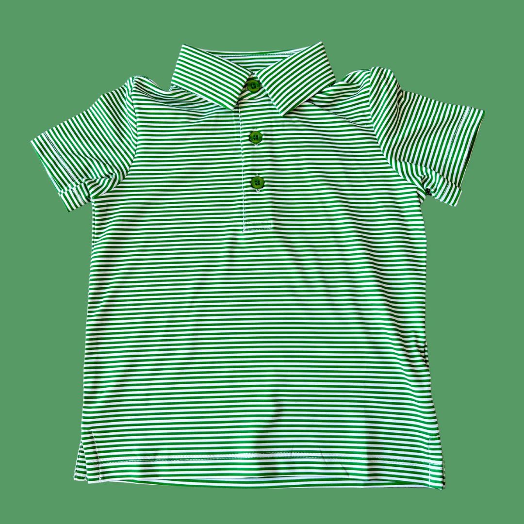 Green Stripe Polo | Poppy Kids Co
