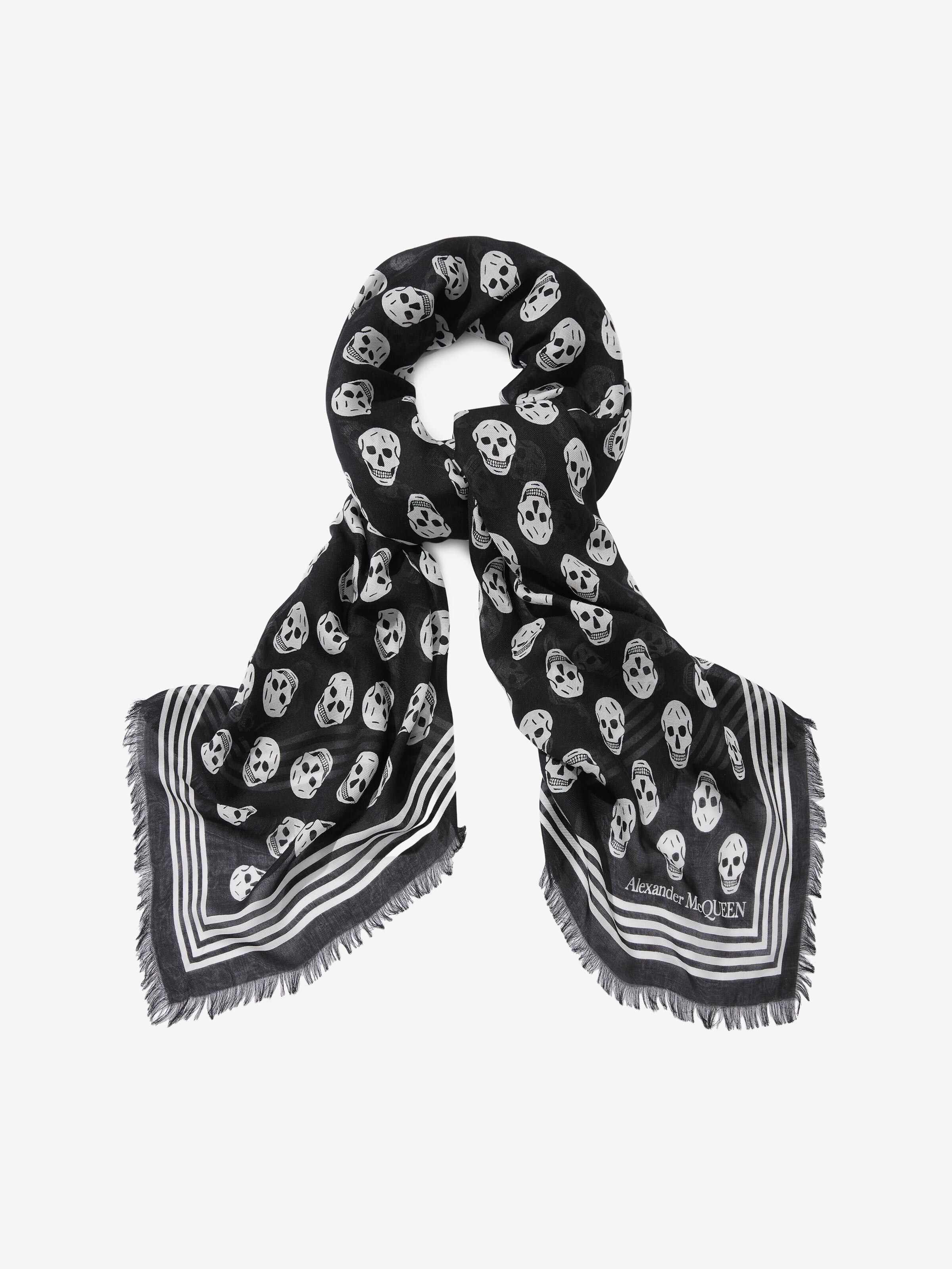 Women's Biker Skull Scarf in Black | Alexander McQueen