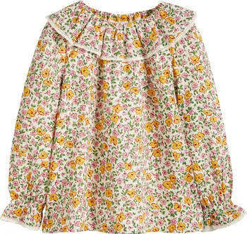 Mini Boden Kids' Floral Ruffle Collar Cotton Top | Nordstrom | Nordstrom