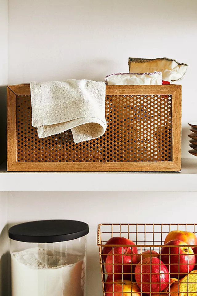 Neat Method Perforated Acacia Basket | Anthropologie (US)