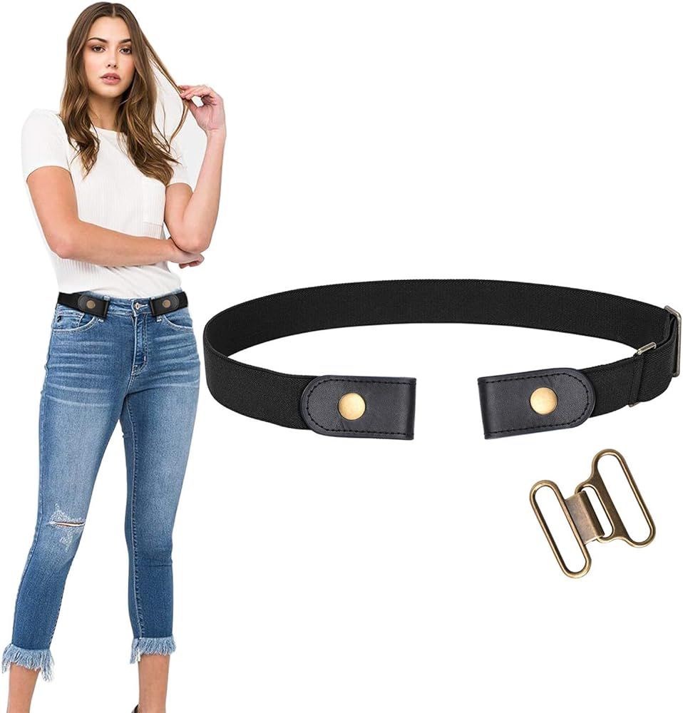 WERFORU No Buckle Stretch Belt for Women and Men Elastic Waist Belt up to 72 Inches for Jeans Pan... | Amazon (US)
