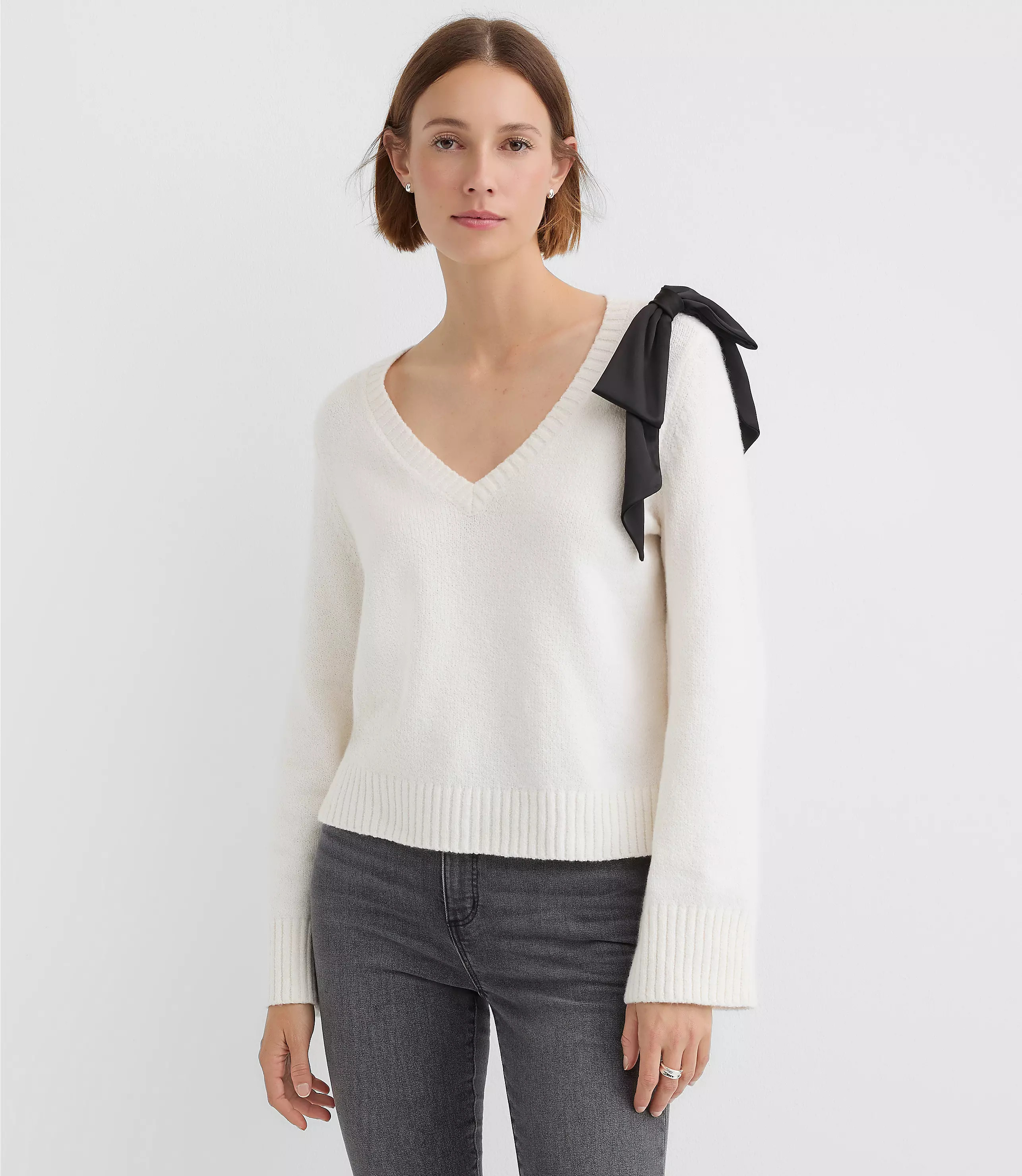 Satin Bow Wide Sleeve Sweater | LOFT