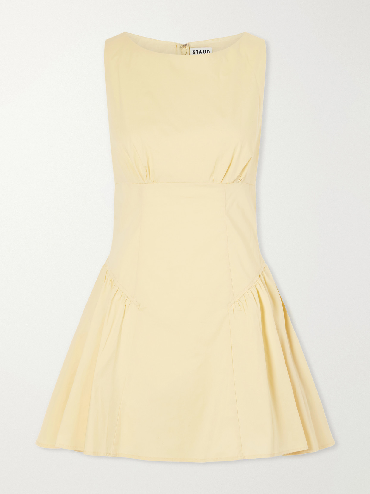 STAUD - Gwen Paneled Cotton-blend Poplin Mini Dress - Yellow | NET-A-PORTER (US)