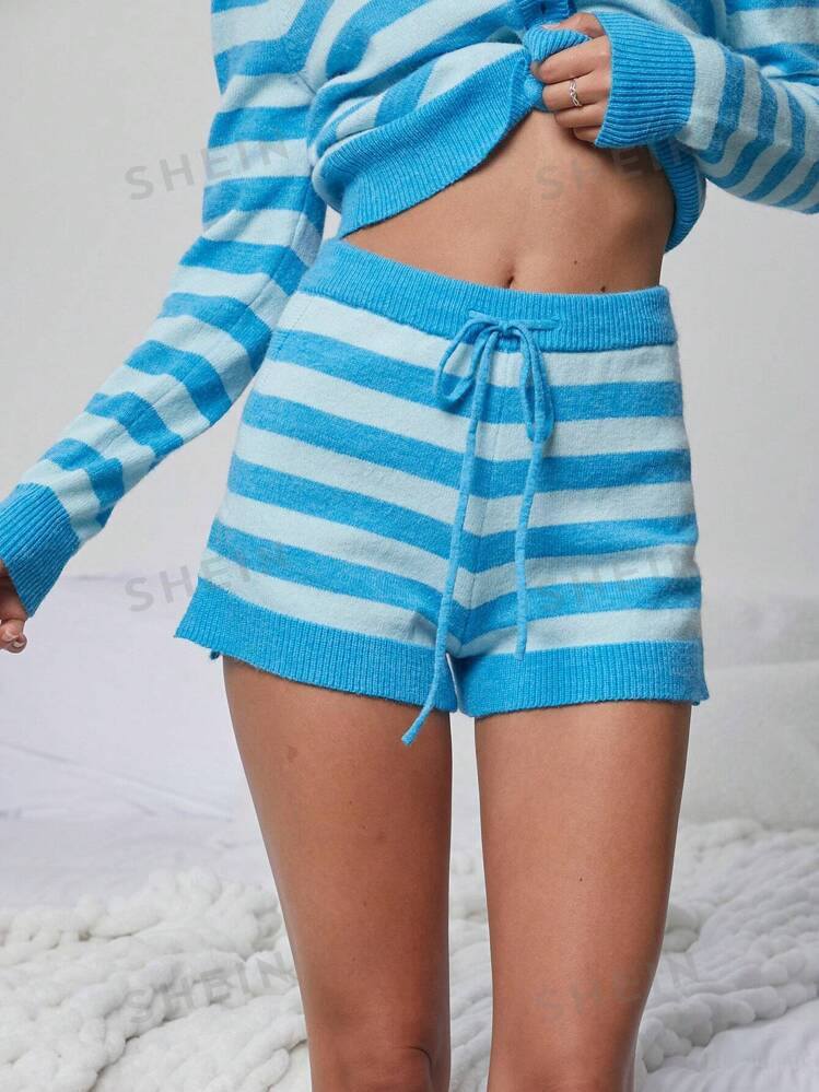 WESTFADE Striped Cozy Sweater Knit Casual Boy Short | SHEIN USA | SHEIN